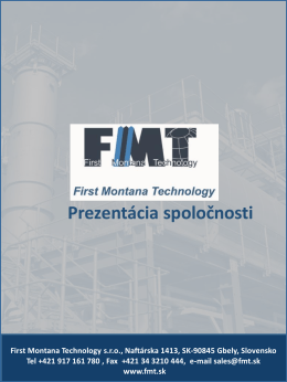 Prezentácia spoločnosti - First Montana Technology, sro