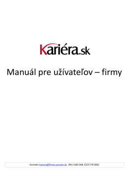 Manuál pre užívateľov – firmy - Kariéra.sk