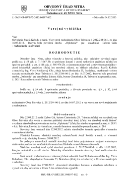 rozhodnutie o odvolaní - stavba Oplotenie v obci