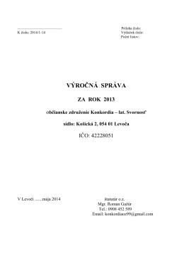 Výročná správa za rok 2013 - Útulok sv. Františka Levoča
