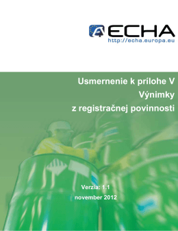 Usmernenie k prílohe V Výnimky z registračnej - ECHA
