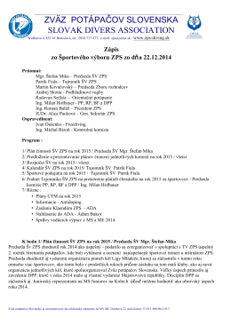 Zápis zo zasadnutia ŠV ZPS 22_12_2014