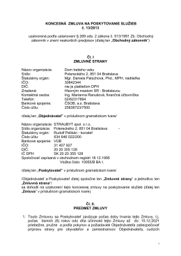 KONCESNÁ ZMLUVA NA POSKYTOVANIE SLUŽIEB č. 13/2013