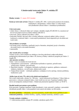 Informácie o testovaní deviatakov 13. 3. 2013