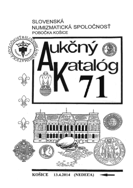 Aukčného katalógu - Slovenská numizmatická spoločnosť, pobočka