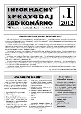 Spravodaj 2012/01 - Stavebné bytové družstvo Komárno