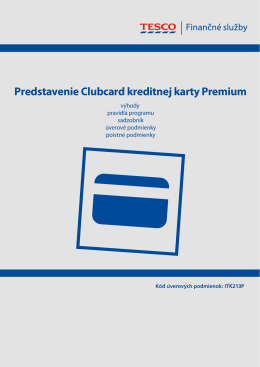 Predstavenie Clubcard kreditnej karty Premium