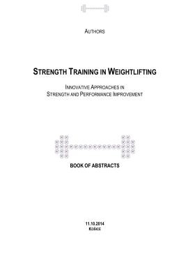 STRENGTH TRAINING IN WEIGHTLIFTING Book of abstracts