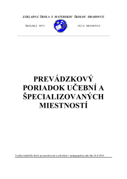 prevádzkový poriadok učební a špecializovaných miestností