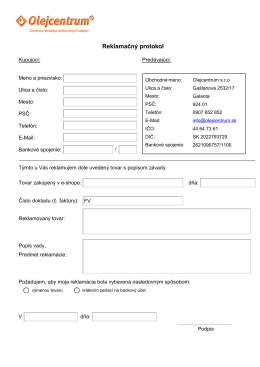 Reklamačný formular