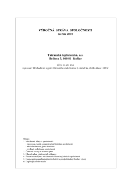 Výročná správa za rok 2010 - Tatranská teplárenská, as