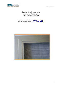 Technický manuál pre odberateľov okenné siete PS – AL - K