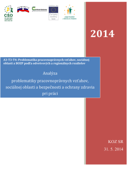 KOZ SR 31. 5. 2014 Analýza problematiky pracovnoprávnych