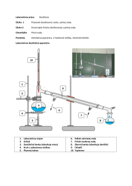 Laboratórna práca Destilácia Úloha 1 Pripravte destilovanú vodu z