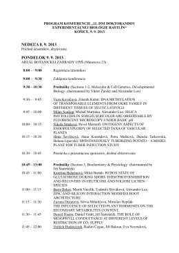 program konferencie - 13. konferencia experimentálnej biológie rastlín