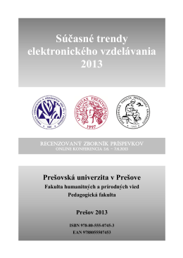 Súčasné trendy elektronického vzdelávania 2013 Prešovská