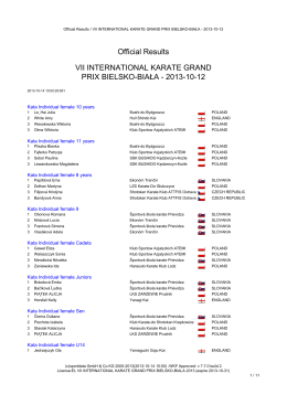 Official Results VII INTERNATIONAL KARATE