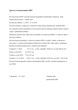 Správa revíznej komisie KBT 2010