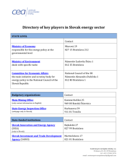 Directory of key players in Slovak energy sector
