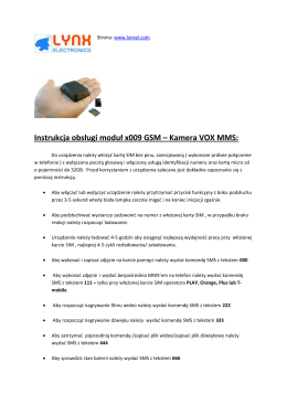 Instrukcja obsługi moduł x009 GSM – Kamera VOX MMS: