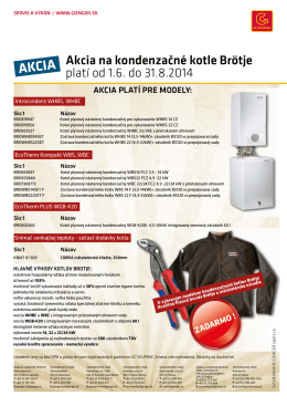 Akcia na kondenzačné kotle Brötje platí od 1.6. do 31.8.2014