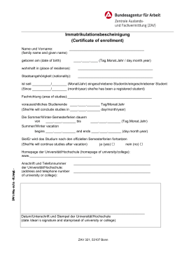 Immatrikulationsbescheinigung (Certificate of enrollment)