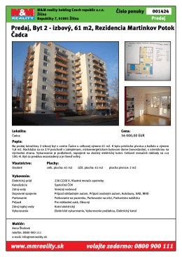 Predaj, Byt 2 - izbový, 61 m2, Rezidencia Martinkov