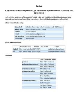 Správa o výchovno-vzdelávacej činnosti za šk. rok 2012/2013