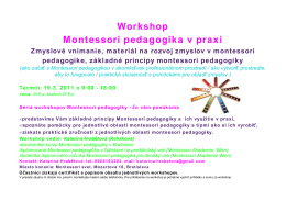 Workshop Montessori pedagogika v praxi