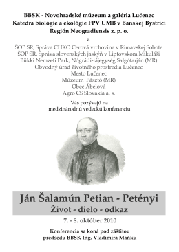 Ján Šalamún Petian - Petényi - Novohradské múzeum a galéria v