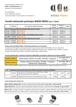 Cenník načúvacích prístrojov WIDEX MENU (od 1.7 - widex