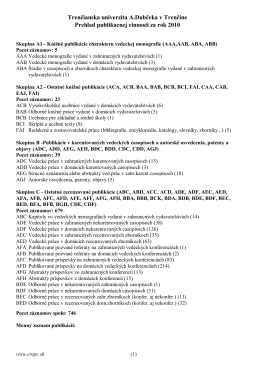 Zoznam publikačnej činnosti pre MŠ SR za rok vykazovanie 2010