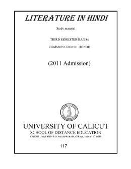 LITERATURE IN HINDI - University of Calicut