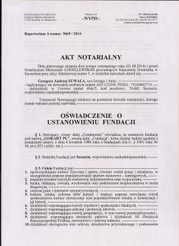 akt notarialny oświadczenie o ustanowieniu fundacji