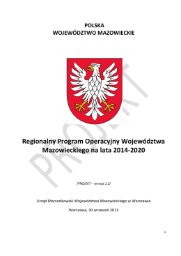 Regionalny Program Operacyjny Województwa Mazowieckiego na