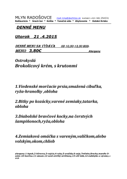 denné menu - Mlyn Radošovce