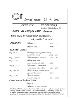 Denné menu Denné menu 20 . 4 . 2015