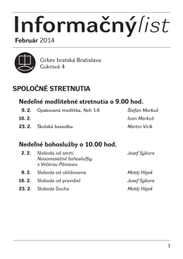 Informačnýlist Február 2014 - Cirkev bratská v Bratislave
