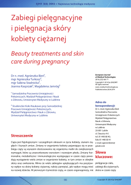 Zabiegi pielęgnacyjne i pielęgnacja skóry kobiety ciężarnej / Beauty