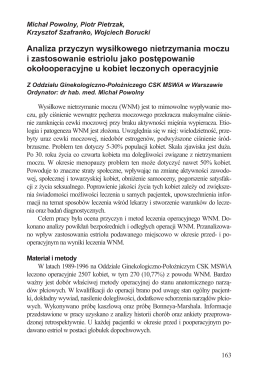 Analiza przyczyn wysiłkowego nietrzymania moczu i zastosowanie