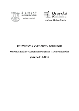 Výpožičný poriadok - Oravská knižnica Antona Habovštiaka