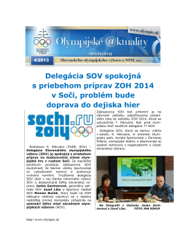 Olympijské aktuality 4/2013 - Slovenský olympijský výbor