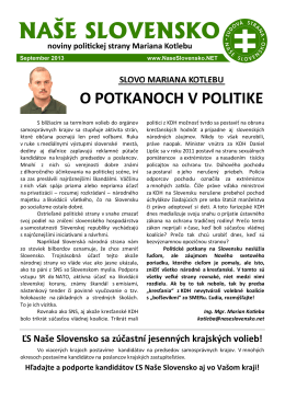 Septembrové číslo časopisu - Ľudová strana Naše Slovensko