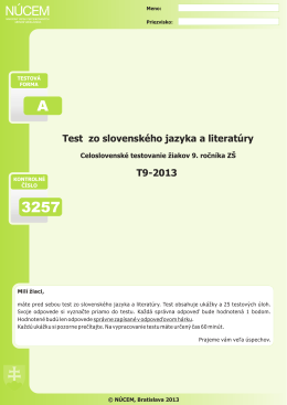 Certifikačný test zo slovenského jazyka a literatúry 2013
