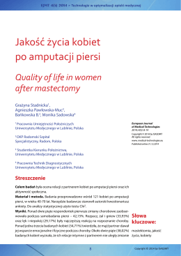 Jakość życia kobiet po amputacji piersi