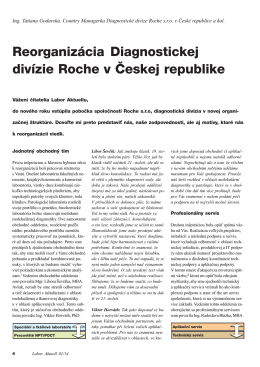 Reorganizácia Diagnostickej divízie Roche v Českej republike