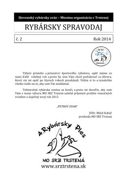 Spravodaj č. 2/2014 - slovenský rybársky zväz