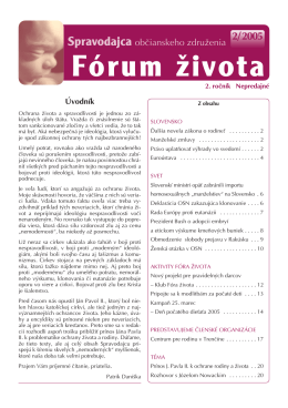 Spravodajca občianskeho združenia Fórum života 2/2005 (pdf, 2 MB)