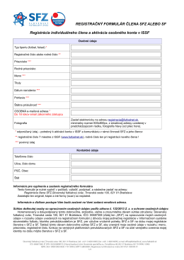 Registračný formulár individuálneho člena