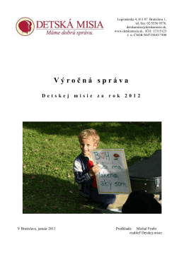 Výro č ná správa Detskej misie za rok 2012
